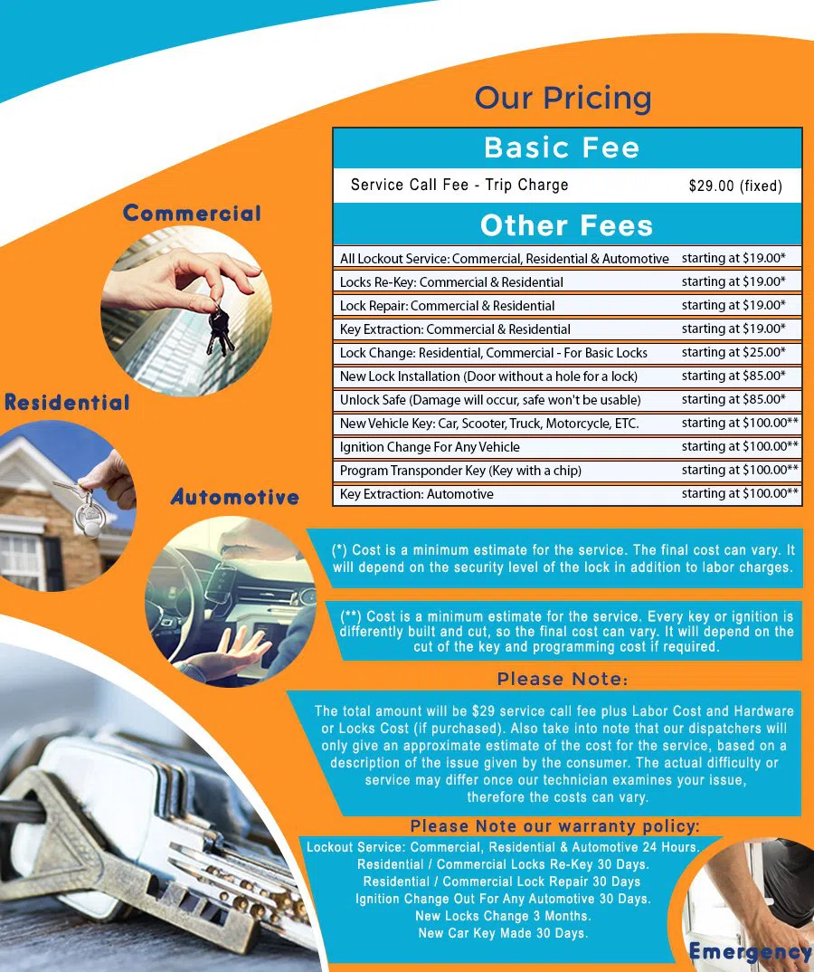 Granada Hills Locksmiths Granada Hills, CA 818-736-0443 - price-list